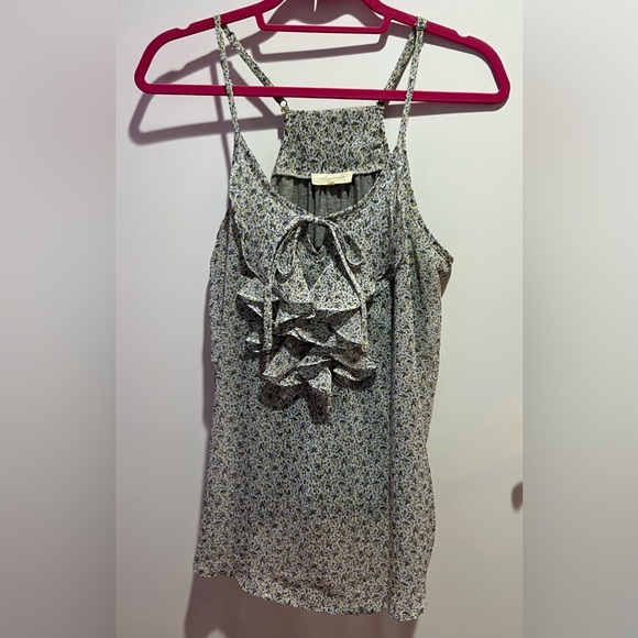 Sugarlips Sleeveless Floral Blouse Tank Top with Ruffle and Tie - Picture 1 of 5